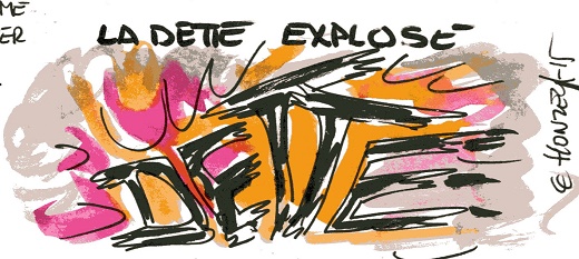 Ce dessein montre combien la dette mondiale explose. Ce dessein montre combien la dette mondiale explose.