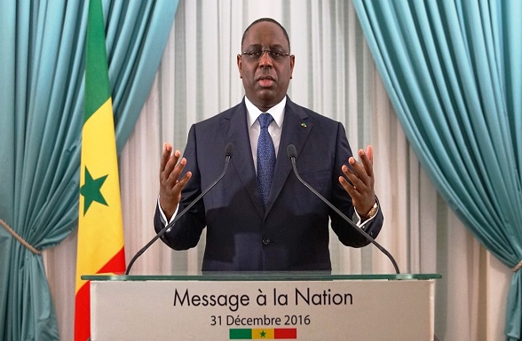Le président Macky s'adressant à la nation le 31 décembre 2016 à l'occasion du nouvel an 2017.