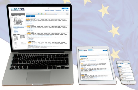 L'interface de HUDOC-CEDH, le moteur de recherche de la Cour européenne des Droits de l’Homme. L'interface de HUDOC-CEDH, le moteur de recherche de la Cour européenne des Droits de l’Homme.