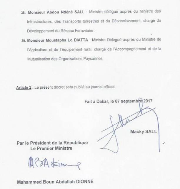 Nouveau Gouvernement du Sénégal: Liste complète des nouveaux membres