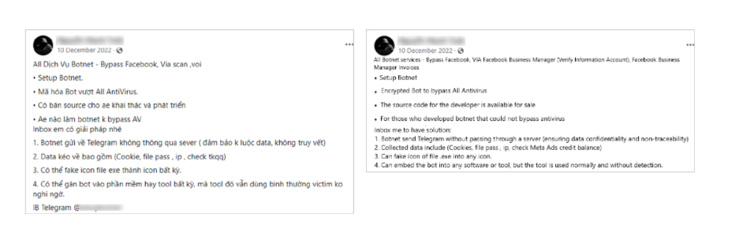 Figure 2. Exemple de publicité pour VietCredCare publiée sur Facebook (original en vietnamien plus traduction).