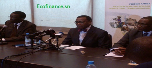 Adésina Akinwumi s'adressant à la presse en prélude à la conférence de Dakar sur l'agriculture. Adésina Akinwumi s'adressant à la presse en prélude à la conférence de Dakar sur l'agriculture.