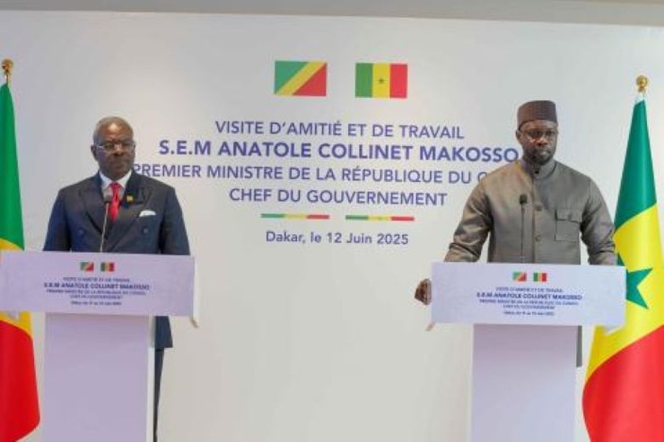 Le Premier ministre Ousmane SONKO et son homologue de la République du Congo, Anatole Collinet MAKOSSO ont tenu un point  de presse le jeudi 12 juin 2025, au Building administratif Mamadou DIA, pour sceller une coopération bilatérale plus performante.
