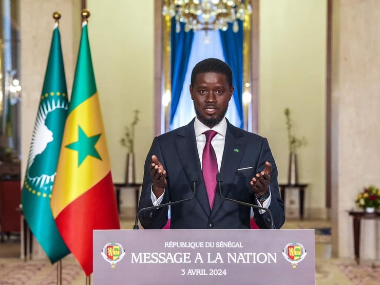 Le Président Bassirou Diomaye Faye s'adressant à la nation.