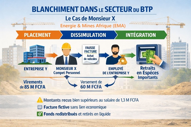 Le cas de Monsieur X, cadre technique chargé du contrôle d’un marché public, illustre un schéma typique de blanchiment en lien avec des soupçons de corruption.