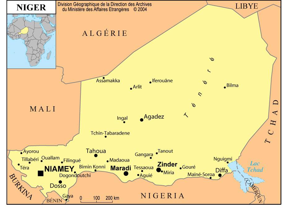 Carte de la ville du Niger. Carte de la ville du Niger.