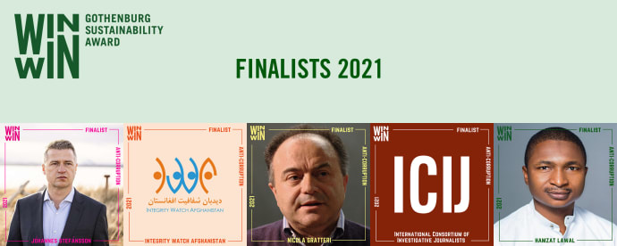 Les 5 finalistes prix du Win Win Gothenburg Sustainability Award de cette année. Les 5 finalistes prix du Win Win Gothenburg Sustainability Award de cette année.