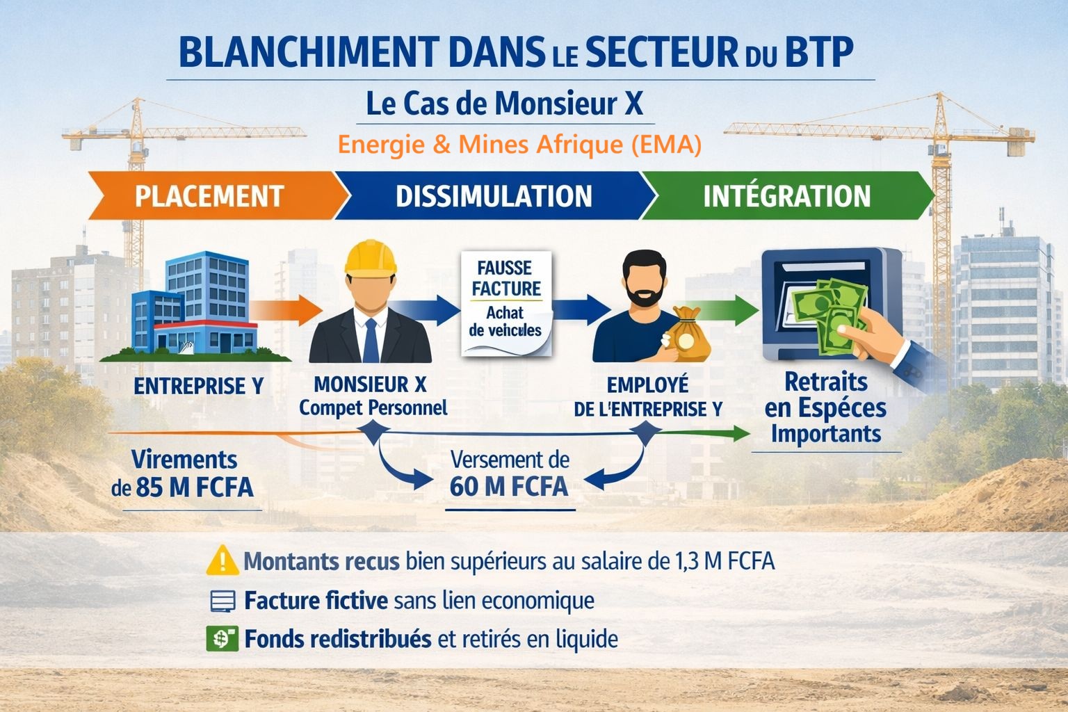 Le cas de Monsieur X, cadre technique chargé du contrôle d’un marché public, illustre un schéma typique de blanchiment en lien avec des soupçons de corruption.
