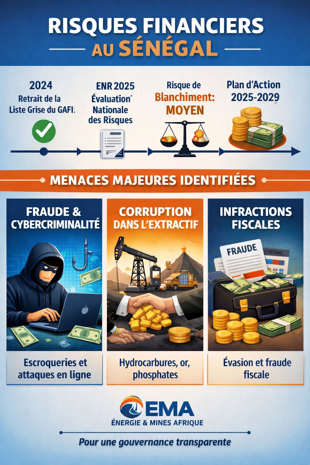 L’Évaluation nationale des risques 2025 révèle un paysage criminel en mutation, où la corruption dans le secteur extractif et la montée de la cybercriminalité posent de nouveaux défis.