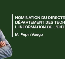 nomination du directeur par intérim du département des technologies de l'information de l'entreprise